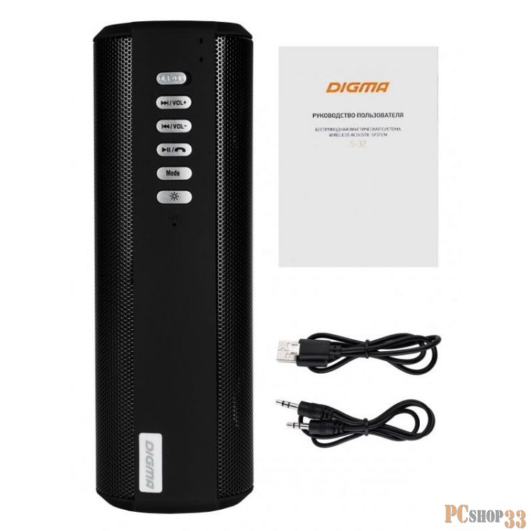 Колонки Oklick Digma S-32 черный 6W 1.0 BT 2000mAh (SP326B)