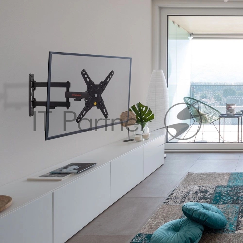 Кронштейн Arm media MARS-8 black, 8 шт/уп. Кр. стал. наст. для TV 20-43, max 25 кг, 4 ст св., нак. +5°-15°, пов. ±90° от ст. 66-370 мм. max VESA 200x200 мм.