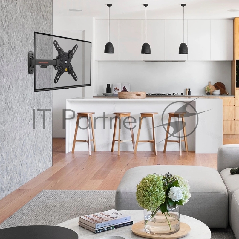 Кронштейн Arm media MARS-7 black, 15 шт/уп. Кр. стал. наст. для TV 20-43, max 25 кг, 5 ст св., нак. +5°-15°, пов. ±60° от ст. 66-198 мм. max VESA 200x200 мм.