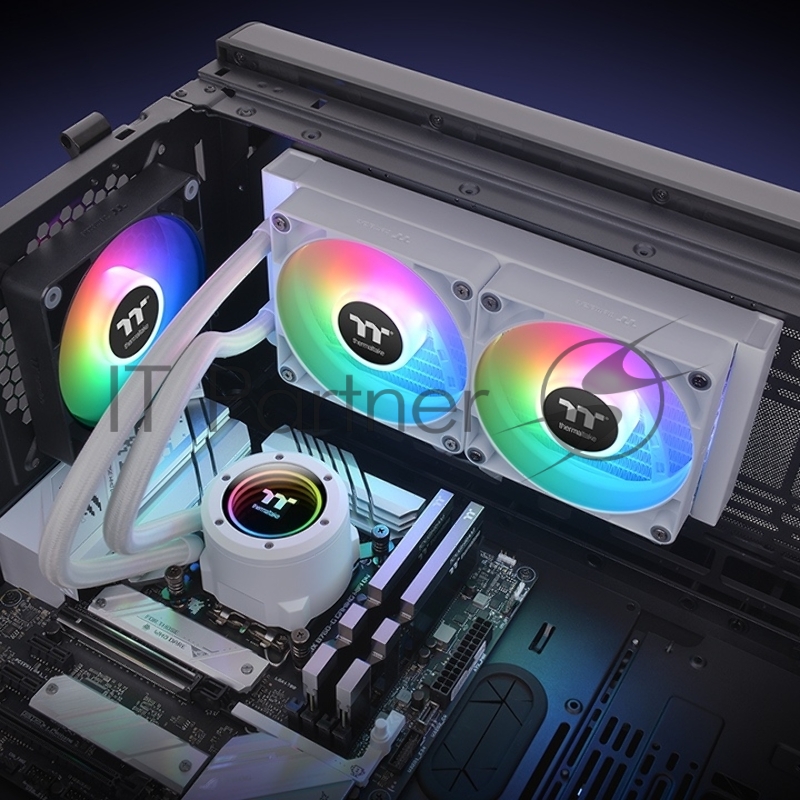 Система водяного охлаждения Thermaltake TH240 V2 Snow ARGB Soc-AM5/AM4/1200/1700/1851 белый 4-pin 25.8dB Al+Cu Ret (CL-W364-PL12SW-A)