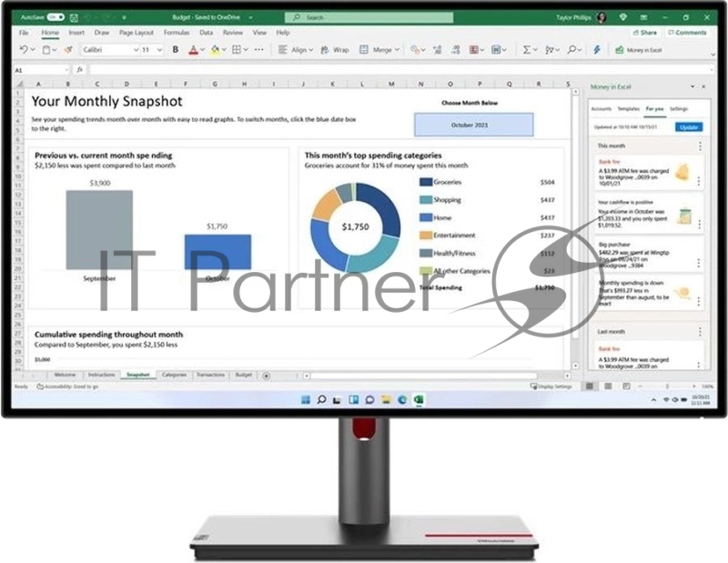 Монитор Lenovo 27 ThinkVision P27h-30 черный IPS LED 6ms 16:9 DVI HDMI матовая HAS Piv 1000:1 350cd 178гр/178гр 2560x1440 60Hz DP 2K USB 7кг