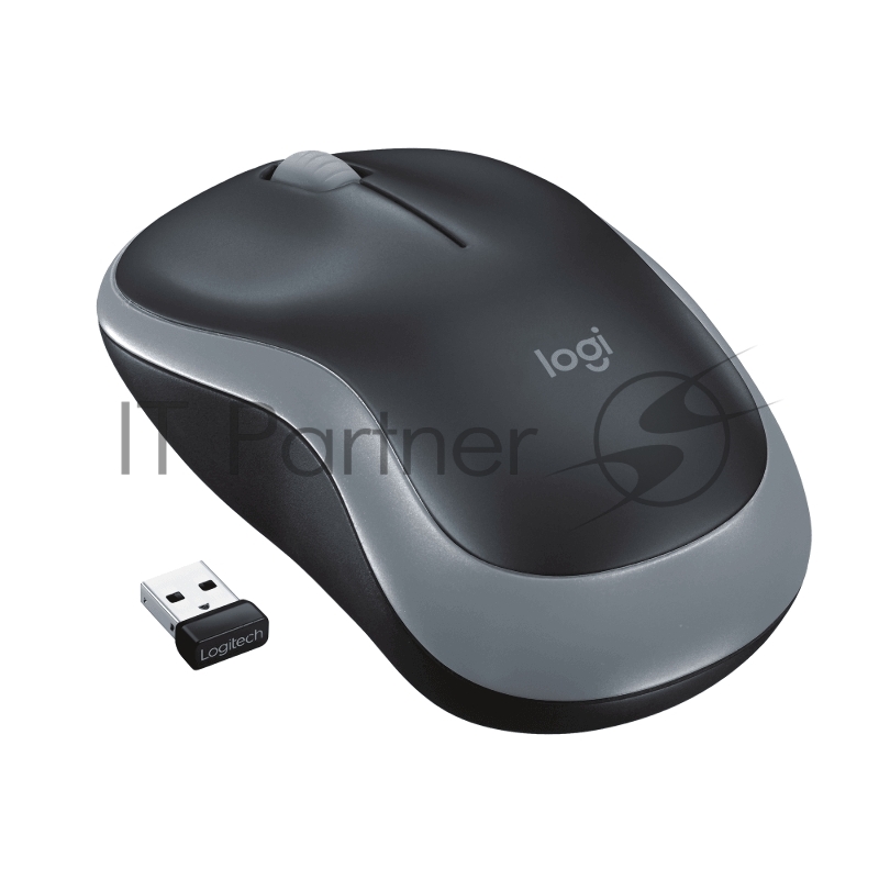 Мышь беспроводная Logitech M185 серый, 1000 dpi, радиоканал, USB, кнопки - 3
