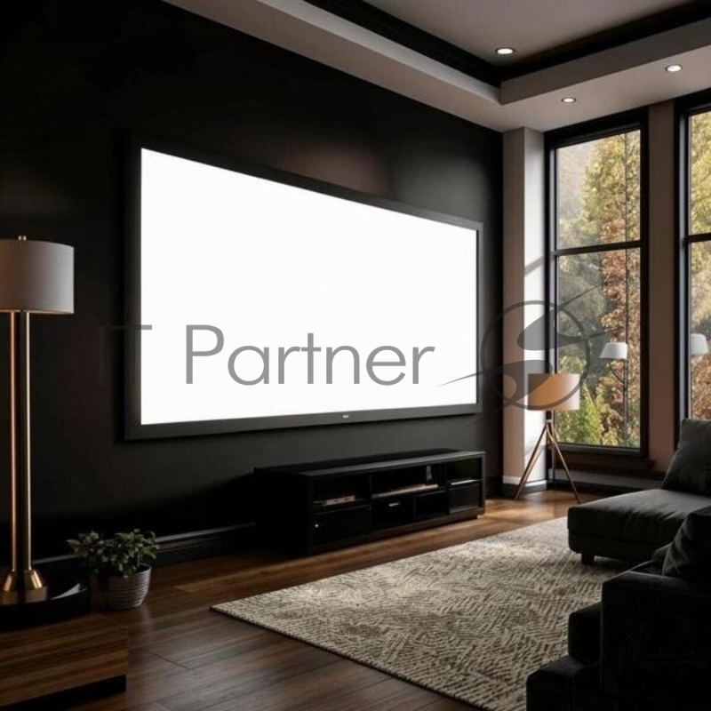 Экран для проектора SOK SCFRV-332x186 150 16:9 на бархатной раме, PS White, черная рама