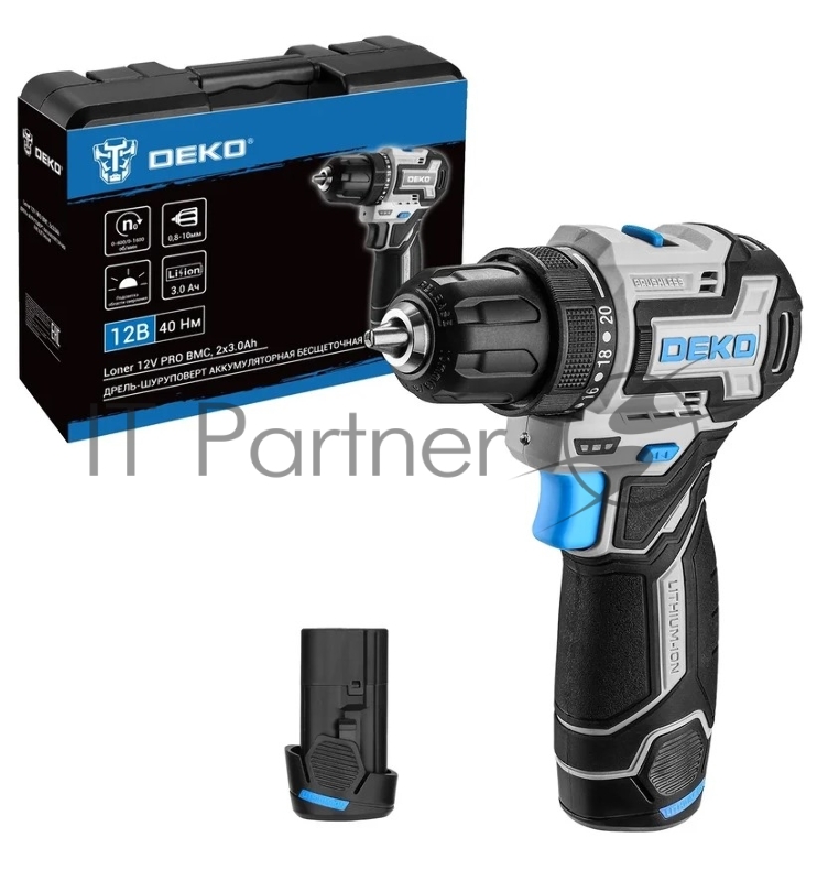 Дрель-шуруповерт Deko Loner 12V PRO аккум. патрон:быстрозажимной (кейс в комплекте) (085-1011)