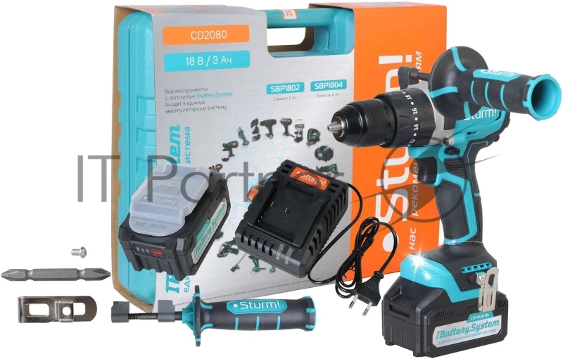 Дрель-шуруповерт Sturm! CD2080 аккум. патрон:быстрозажимной (кейс в комплекте)