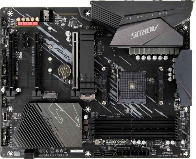 Материнская плата Gigabyte B550 AORUS ELITE V2, Socket AM4, AMD B550, 4xDDR4-3200, HDMI+DP, 3xPCI-Ex16, 1xPCI-Ex1, 4xSATA3(RAID 0/1/10), 2xM.2, 8 Ch Audio, 2,5GLan, (2+4)xUSB2.0, (6+2)xUSB3.2, ATX, RTL {8} (809898)