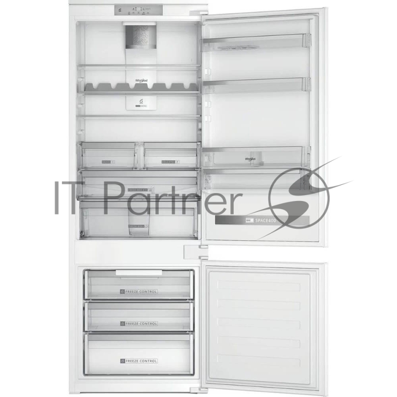 Холодильник встраиваемый Whirlpool SP40812EU2 70 см, 193.5х54.3х69 см, 299/101 л, зона свежести, сенсорное управление, технология 6 SMYSL FreshControl, перенавешиваемые дверцы, скользящие направляющие, Италия
