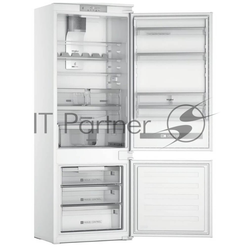 Холодильник встраиваемый Whirlpool SP40812EU2 70 см, 193.5х54.3х69 см, 299/101 л, зона свежести, сенсорное управление, технология 6 SMYSL FreshControl, перенавешиваемые дверцы, скользящие направляющие, Италия