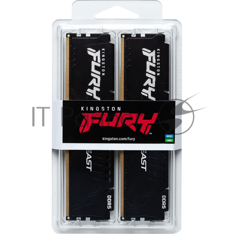 Модуль памяти DDR 5 DIMM 32Gb PC54400, 6800Mhz, Kingston FURY Beast Black XMP CL34 (Kit of 2) (KF568C34BBK2-32)