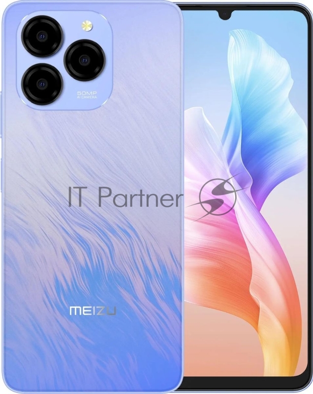 Смартфон Meizu M411H Note 21 256Gb 8Gb синий моноблок 3G 4G 6.74 720x1600 Android 14 50Mpix 802.11 a/b/g/n/ac GPS GSM900/1800 GSM1900 TouchSc Protect microSD