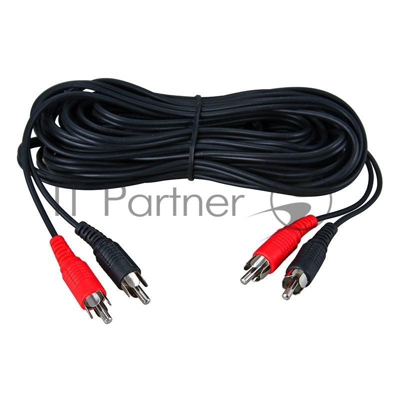 Шнур REXANT 2 RCA - 2 RCA, 5 м, черный (10 шт./уп.)