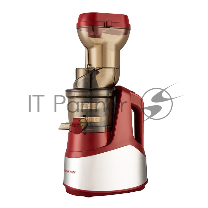 Соковыжималка шнекового типа Endever Sigma-102, красный/стальной, мощность 420 Вт, резервуар 1л, резервуар для мякоти 0,7 л, 2 шт./уп.