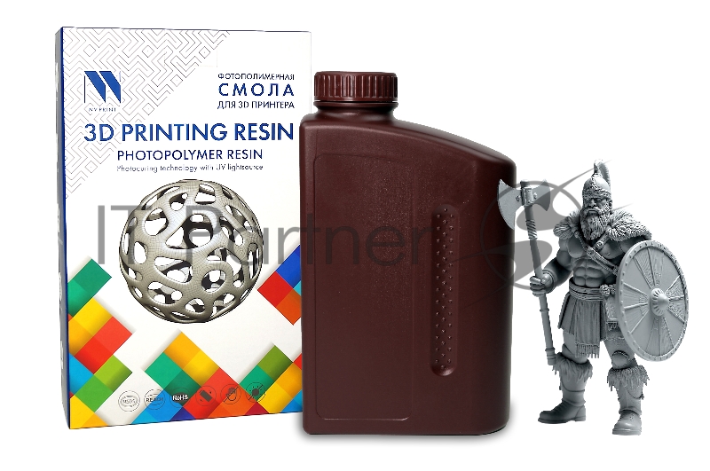Фотополимерная смола NVPRINT высокой детализации 14K Standard Resin Grey для 3D печати 1 кг (бут)