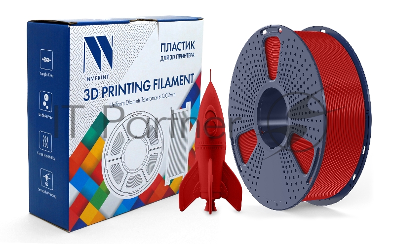 Филамент NVPRINT PLA High Speed Red для 3D печати диаметр 1.75мм длина 330 метров масса 1 кг