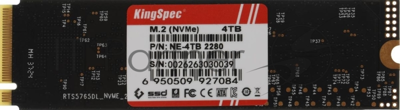 SSD накопитель KingSpec NE-4TB 4ТБ, M.2 2280, PCIe 3.0 x4, NVMe, M.2