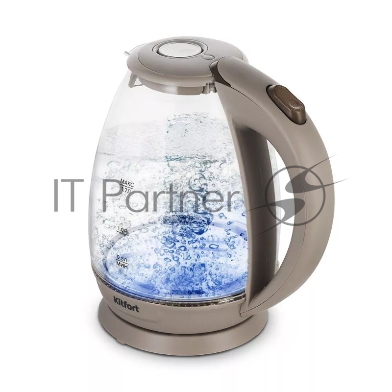 Чайник электрический Kitfort КТ-6667 1.7л. 2200Вт коричневый корпус: пластик/стекло