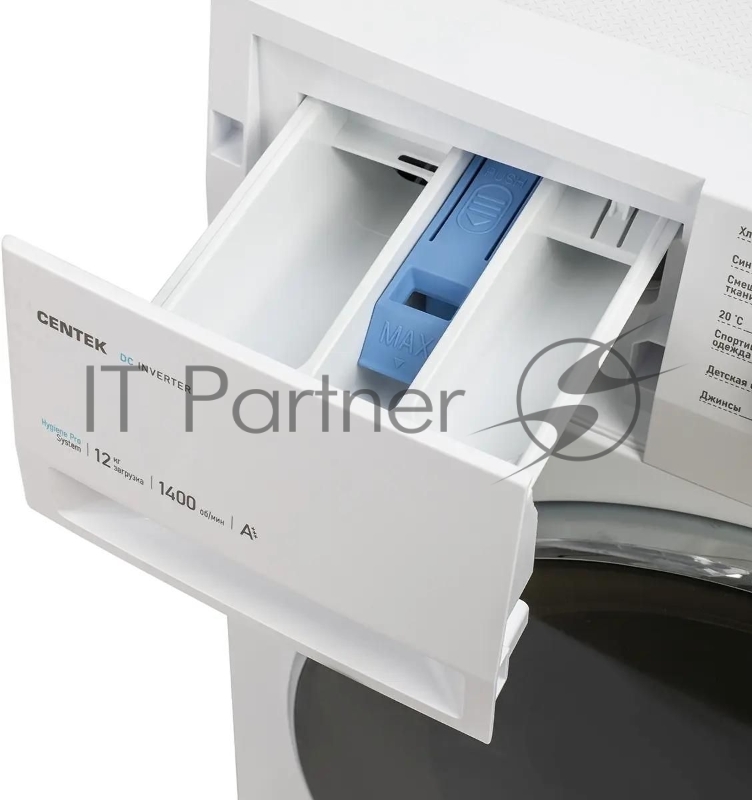 Стиральная машина CENTEK CT-1925, с фронтальной загрузкой, 12кг, 1400об/мин, инверторная, белый