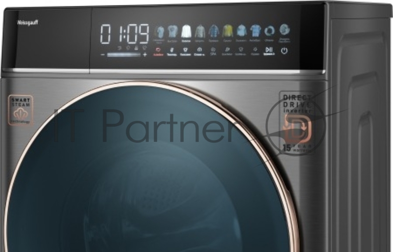 Стиральная машина Weissgauff WMD 58411 Direct Drive Inverter Premium Steam серый, загр.фронтальная макс.: 11кг., 1400об/мин, класс: B (с сушкой)