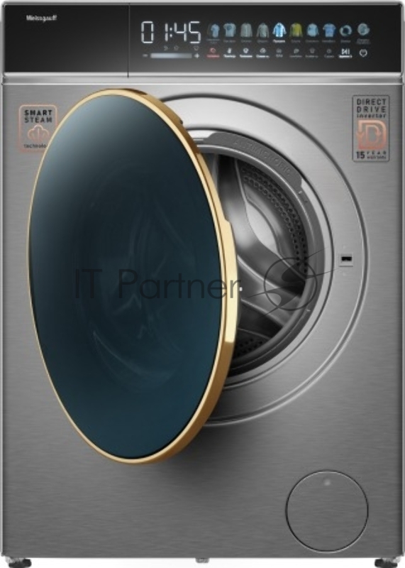 Стиральная машина Weissgauff WMD 58411 Direct Drive Inverter Premium Steam Steel нержавеющая сталь, загр.фронтальная, 11кг, 1400об/мин, B (с сушкой)