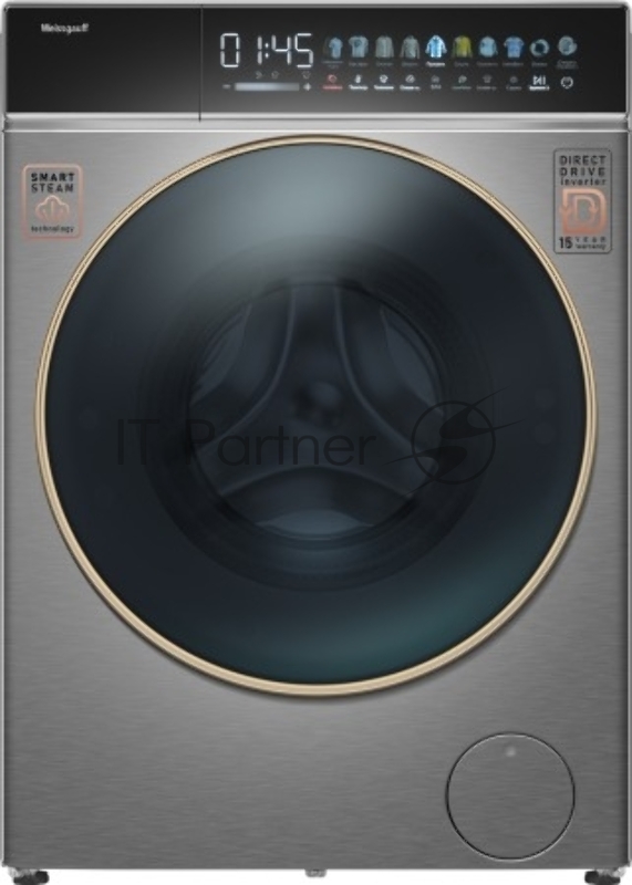 Стиральная машина Weissgauff WMD 58411 Direct Drive Inverter Premium Steam Steel нержавеющая сталь, загр.фронтальная, 11кг, 1400об/мин, B (с сушкой)