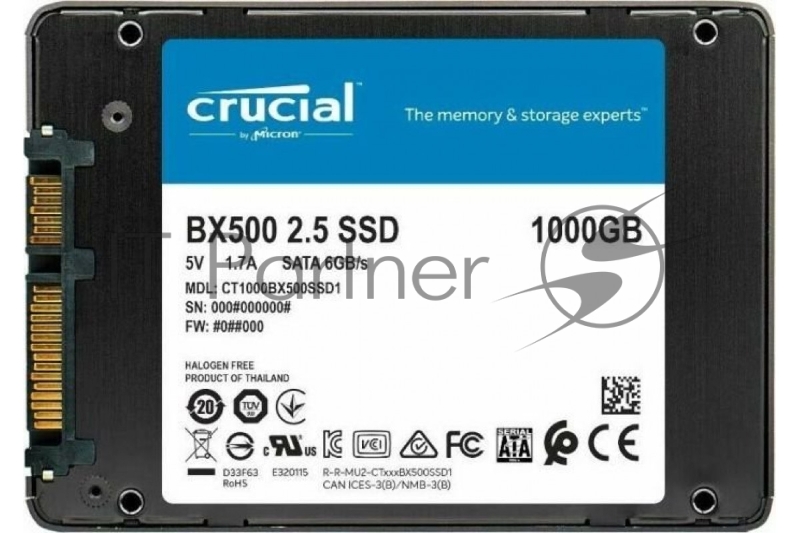 Накопитель SSD Crucial 1TB SATA2.5 BX500 CT1000BX500SSD1