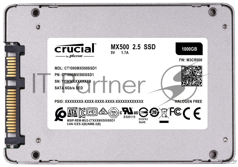 Накопитель SSD Crucial Disk MX500 1000GB ( 1Tb ) SATA 2.5” 7mm (with 9.5mm adapter)