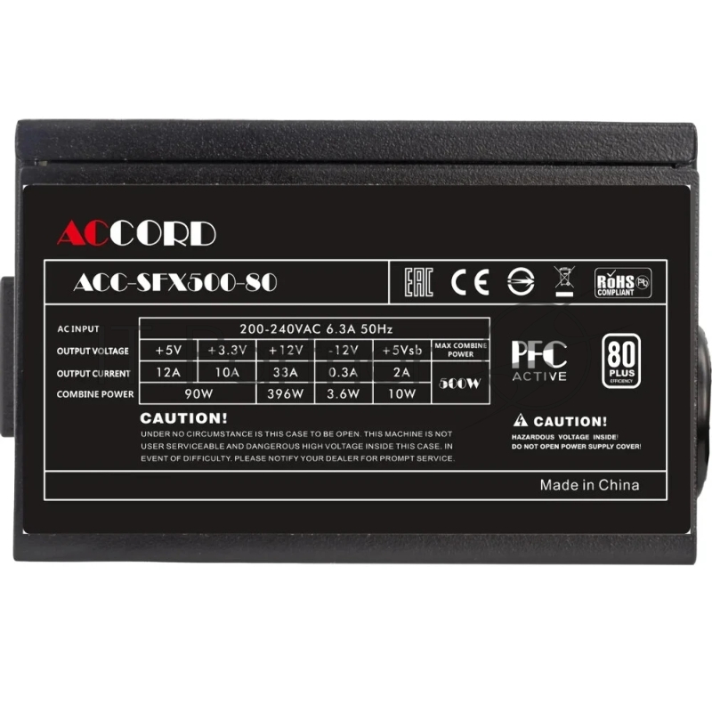 Блок питания Accord ACC-SFX500-80 SFX 500W 24pin APFC 80mm fan 3xSATA RTL