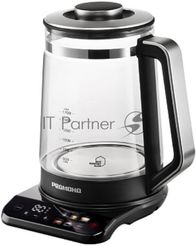 Чайник электрический Redmond KG220 1.7л. 2200Вт черный корпус: стекло