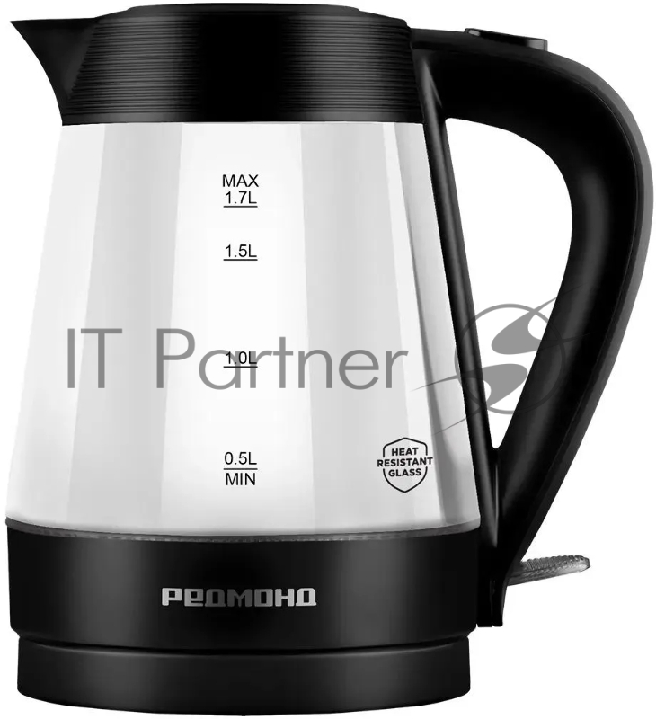 Чайник электрический Redmond KG229 1.7л. 2200Вт черный корпус: стекло