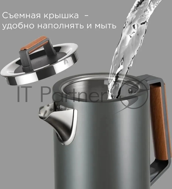 Чайник электрический Redmond KM236 1.7л. 2200Вт серый корпус: стекло