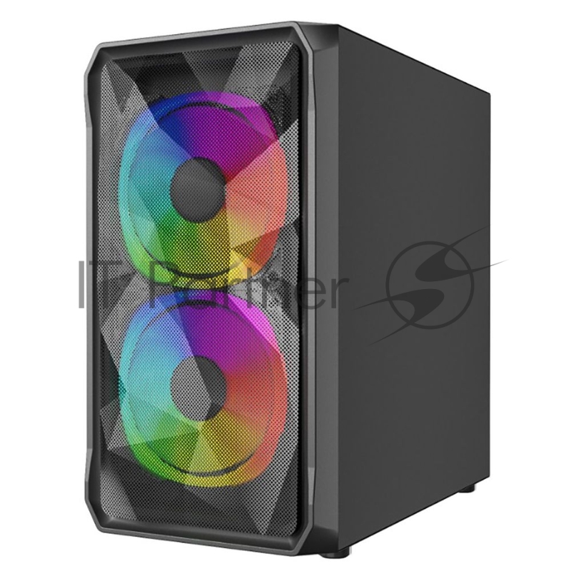 Корпус компьютерный Powercase Mistral Micro A3B ARGB, Tempered Glass, 2x 140mm ARGB PWM+1x 120mm ARGB PWM, чёрный, mATX (CMMAB-A3)