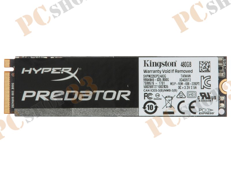 SSD диск 480ГБ M.2 Kingston HyperX Predator SHPM2280P2/480G (PCI-E)