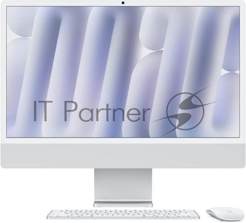 Моноблок Apple iMac A3247 24 4.5K M4 8 core (4) 16Gb SSD256Gb 8 core GPU macOS WiFi BT 143W клавиатура мышь Cam серебристый 4480x2520