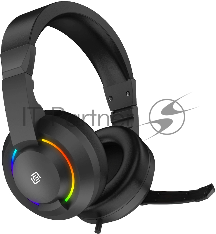 Наушники с микрофоном Оклик HS-L315G черный 1.8м накладные USB оголовье (2007552)