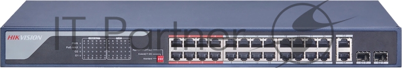 Коммутатор Hikvision DS-3E0326P-E(C) (L2) 24x1Гбит/с 2xКомбо(1000BASE-T/SFP) 2SFP 24PoE 370W неуправляемый