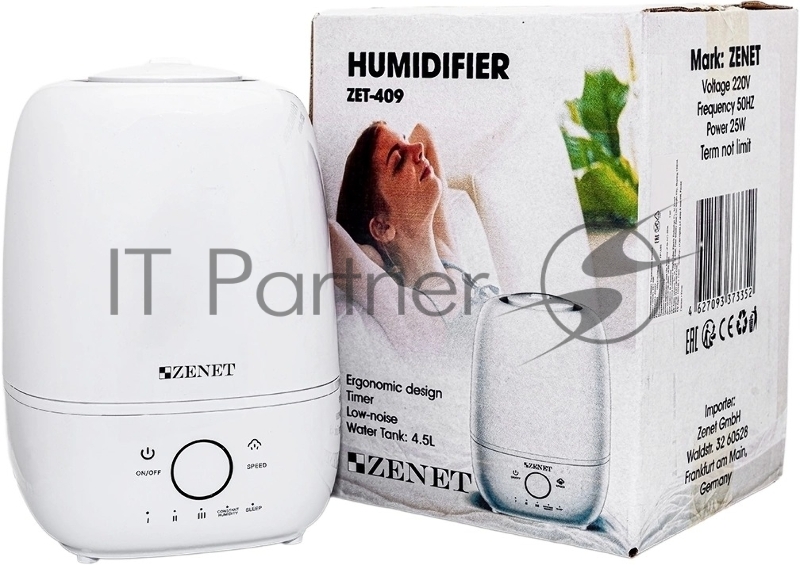 Увлажнитель воздуха Zenet ZET-409 25Вт (ультразвуковой) белый
