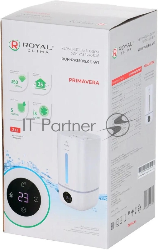 Увлажнитель воздуха Royal Clima RUH-PV350/5.0E-WT 23Вт (ультразвуковой) белый