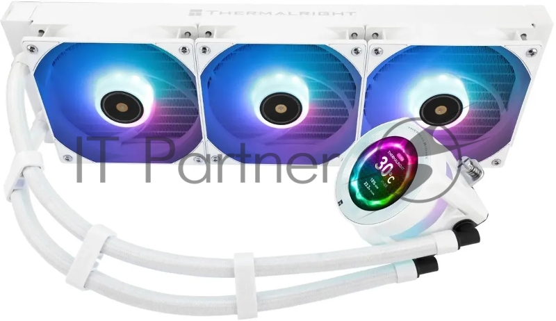 Система водяного охлаждения Thermalright Core Vision 360 ARGB Soc-AM5/AM4/1200/1700/1851 белый 4-pin 28.1dB Al LCD Ret (C-VISION-360-WH-ARGB)