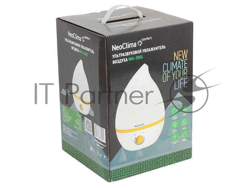 Увлажнитель воздуха Neoclima NHL-200L белый Обсл.площадь 20кв.м. Антибактериальное покрытие, Расход воды 250 гр/час, Объём 2л