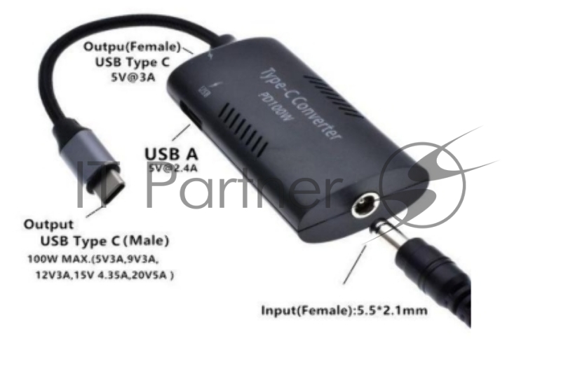 Преобразователь питания со штекера 5.5x2.5 на Type-C