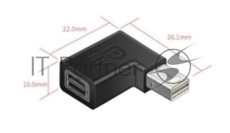 Удлинитель Mini Displayport угловой папа-мама