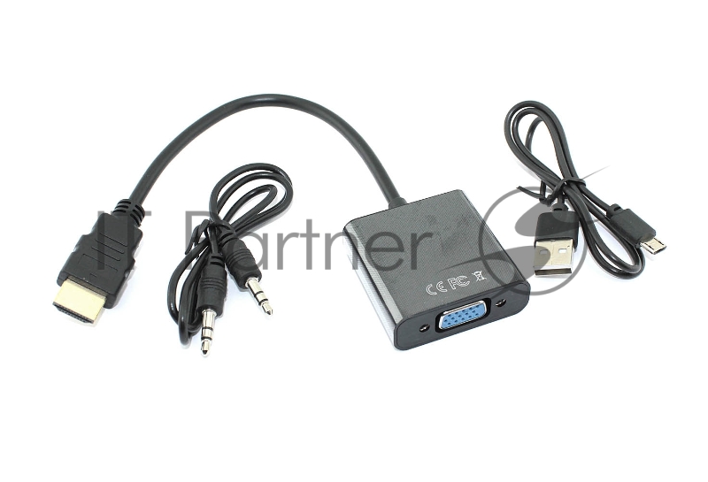 Переходник с кабелем HDMI на VGA плюс аудио и питание