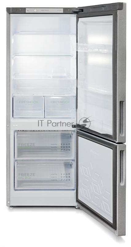 Холодильник Бирюса М6134 металлик, двухкамерный 210/85л морозилка снизу