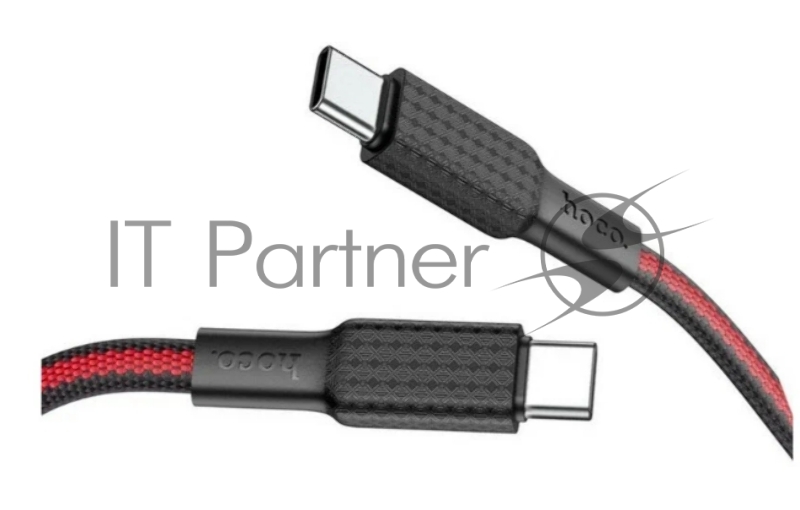Кабель HOCO X69 Jaeger 60W charging data cable Type-C To Type-C 1m черный-красный