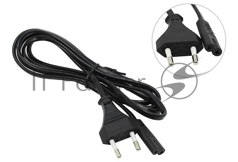 Кабель сетевой для блоков питания двухпиновый 1.2м (0,75mm) черный