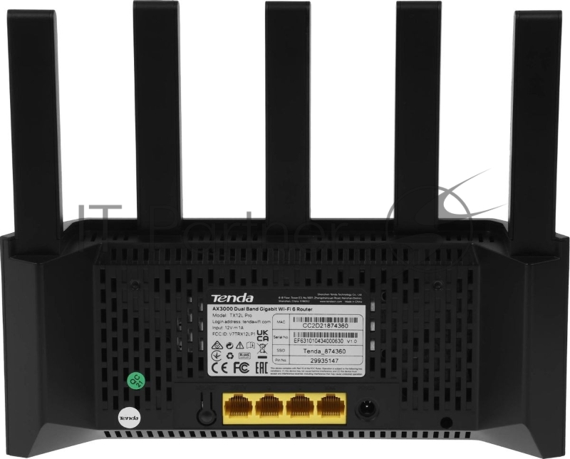 Двухдиапазонный Wi-Fi 6 роутер Tenda TX2L Pro AX1500, до 300 Мбит/с на 2,4 ГГц + до 1201 Мбит/с на 5 ГГц, LAN 3x1Гбит/с