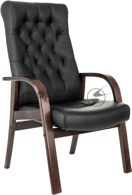 Кресло Бюрократ T-9928WALNUT-CF черный, кожа на ножках/дерево