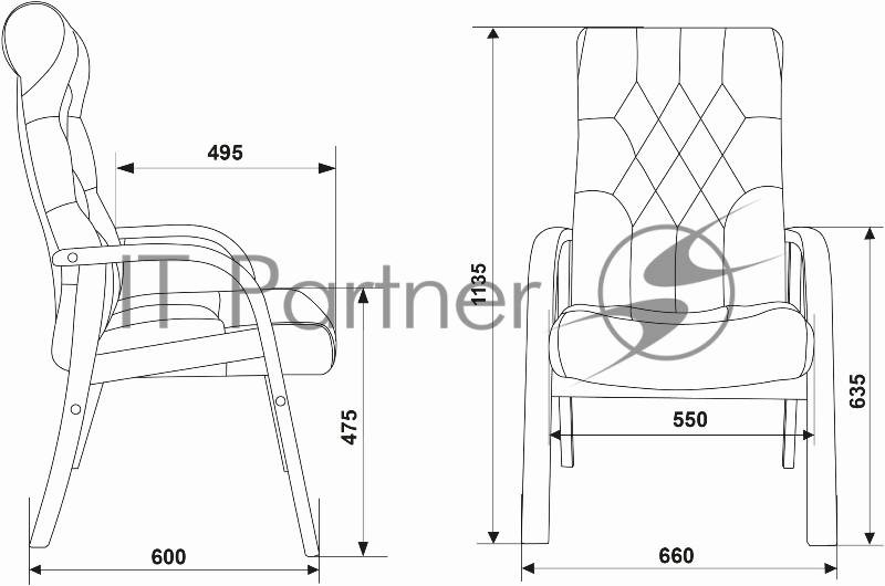 Кресло Бюрократ T-9928WALNUT-CF черный, кожа на ножках/дерево