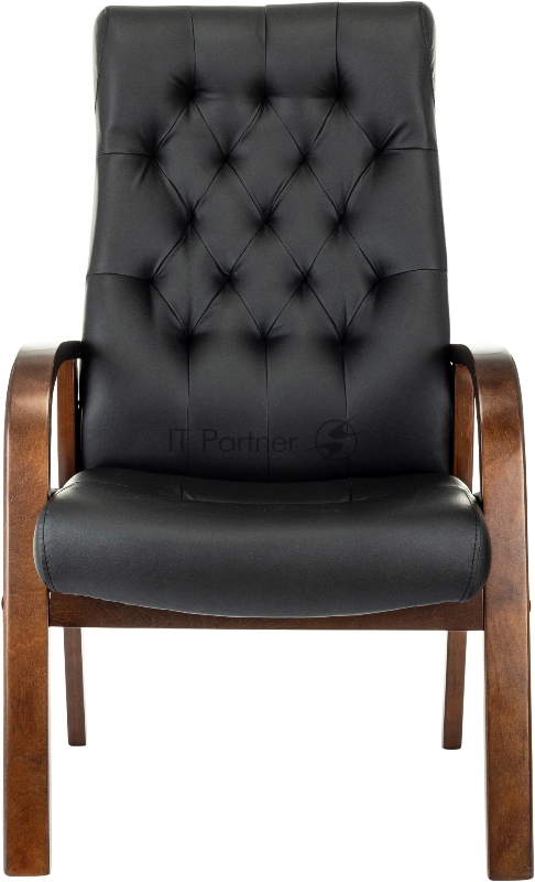 Кресло Бюрократ T-9928WALNUT-CF черный, кожа на ножках/дерево