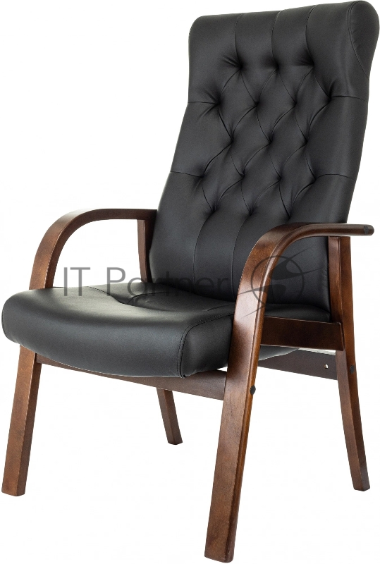 Кресло Бюрократ T-9928WALNUT-CF черный, кожа на ножках/дерево